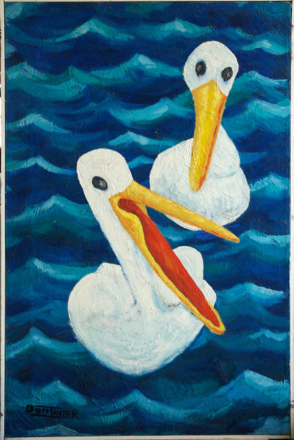 Pelicans on water