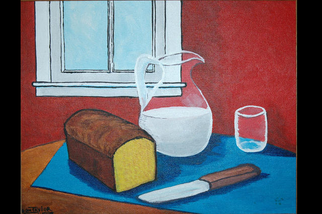 Milk and Bread in front of window