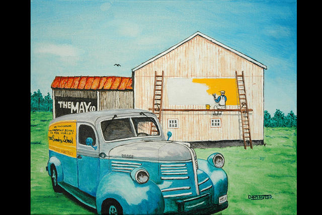 Eddie paints a barn